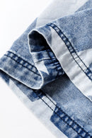 Star Print Washed Drawstring High Waist Wide Leg Jeans
