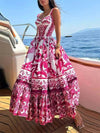 Full Size Printed Sweetheart Neck Maxi Cami Dress Plus Size - Store 42