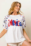 BiBi Metallic Letter Spangle Raglan Puff Sleeve Top - Store 42