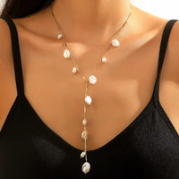 18K Gold-Plated Pearl Necklace White onesize