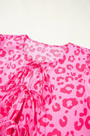 Leopard Tie Front Puff Sleeve Dress