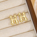 18K Gold-Plated Bubble Letter Stud Earrings - Unique Personalization, Lightweight Design - Store 42