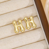 18K Gold-Plated Bubble Letter Stud Earrings - Unique Personalization, Lightweight Design - Store 42