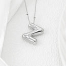 Elegant Copper Bubble Letter Pendant Necklace - Platinum-Plated, 17.7 in Chain Length - Store 42