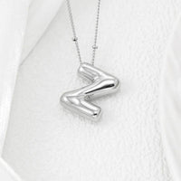 Elegant Copper Bubble Letter Pendant Necklace - Platinum-Plated, 17.7 in Chain Length - Store 42