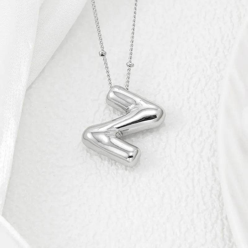 Elegant Copper Bubble Letter Pendant Necklace - Platinum-Plated, 17.7 in Chain Length - Store 42
