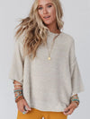 Round Neck Oversized Knit Top with Relaxed Fit Apricot