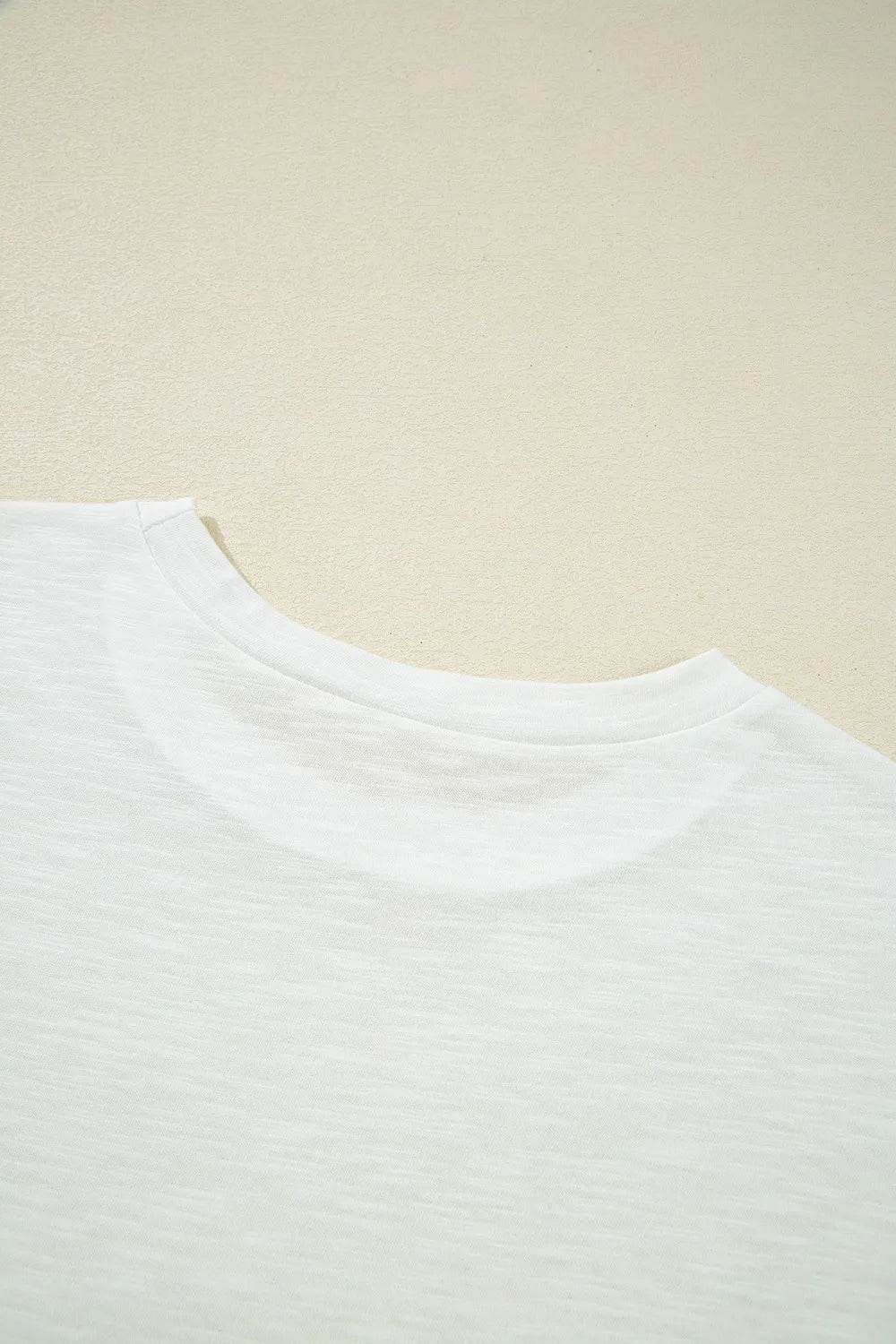 Lace Patchwork Cap Sleeve T-Shirt with Round Neck - Soft Polyester Cotton Blend - Store 42