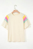 Slightly Stretchy Color Block T-Shirt with Stitched Sleeves for Effortless Style - Store 42