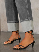 High Waisted Straight Leg Rolled Jeans