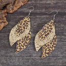 PU Leather Leopard Leaf Earrings