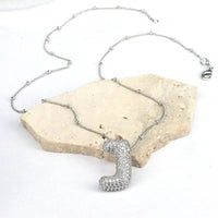 Elegant Copper Inlaid Zircon Letter Pendant Necklace - Platinum-Plated with 16.9 In Chain - Store 42