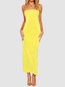 Lace-Up Back Tube Maxi Dress