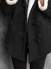 Full Size Cozy Sherpa Lined Toggle Coat with Hood Plus Size - Store 42