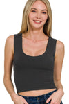 Zenana Double Layered Cropped Tank Top BLACK