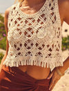 Cutout Round Neck Tank Tan One Size