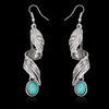 Alloy Leaf Artificial Turquoise Earrings Silver One Size