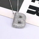 Elegant Copper Inlaid Zircon Letter Pendant Necklace - Platinum-Plated with 16.9 In Chain - Store 42