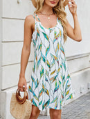 Printed Scoop Neck Cami Dress Turquoise