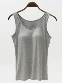 Full Size Wide Strap Modal Tank with Bra Gray