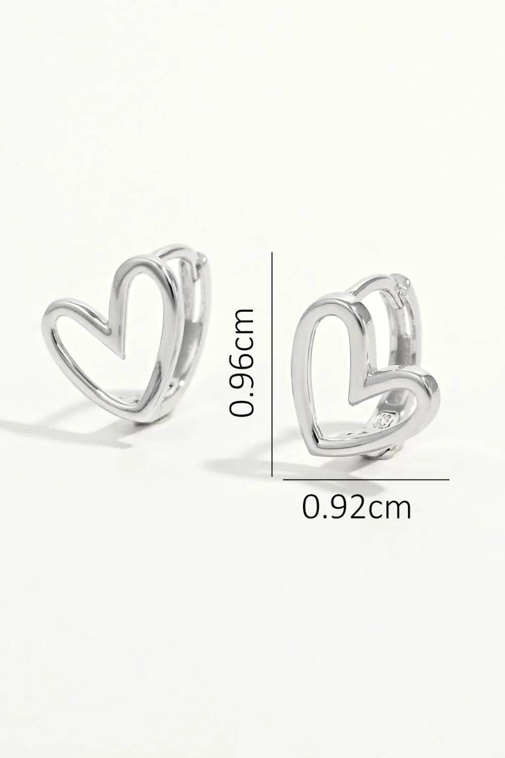 Elegant 925 Sterling Silver Heart Shape Earrings with Platinum Plating - Includes Gift Box - Store 42