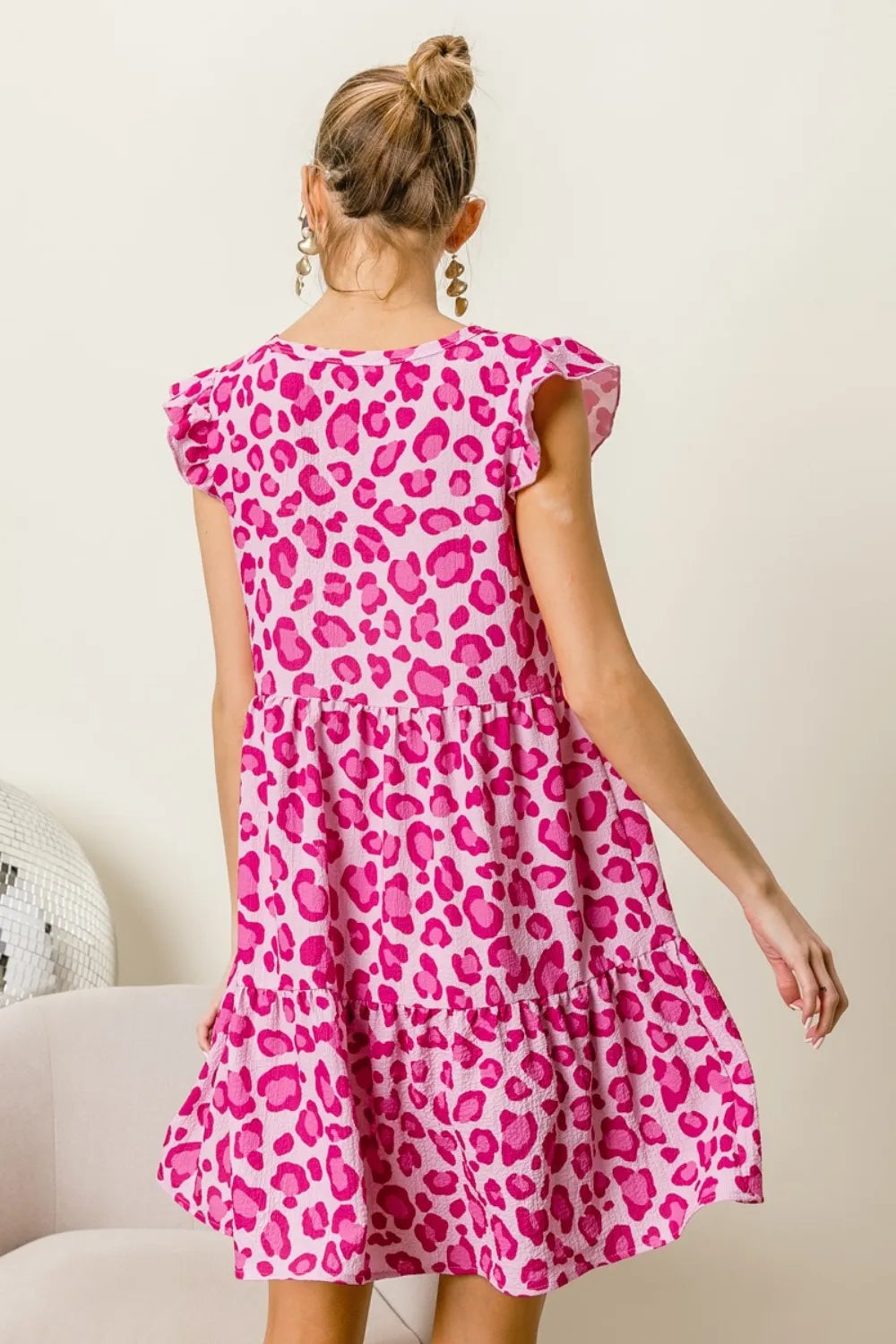 Fierce Leopard Print Cap Sleeve Tiered Mini Dress for Trendy Summer Style
