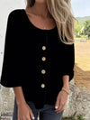 Full Size Button-Front 3/4 Sleeve Casual Blouse Plus Size - Store 42