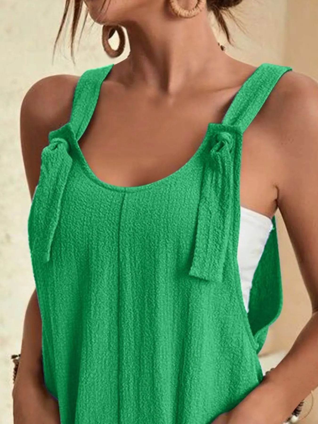 Full Size Knot Strap Romper with Pockets Plus Size - Store 42