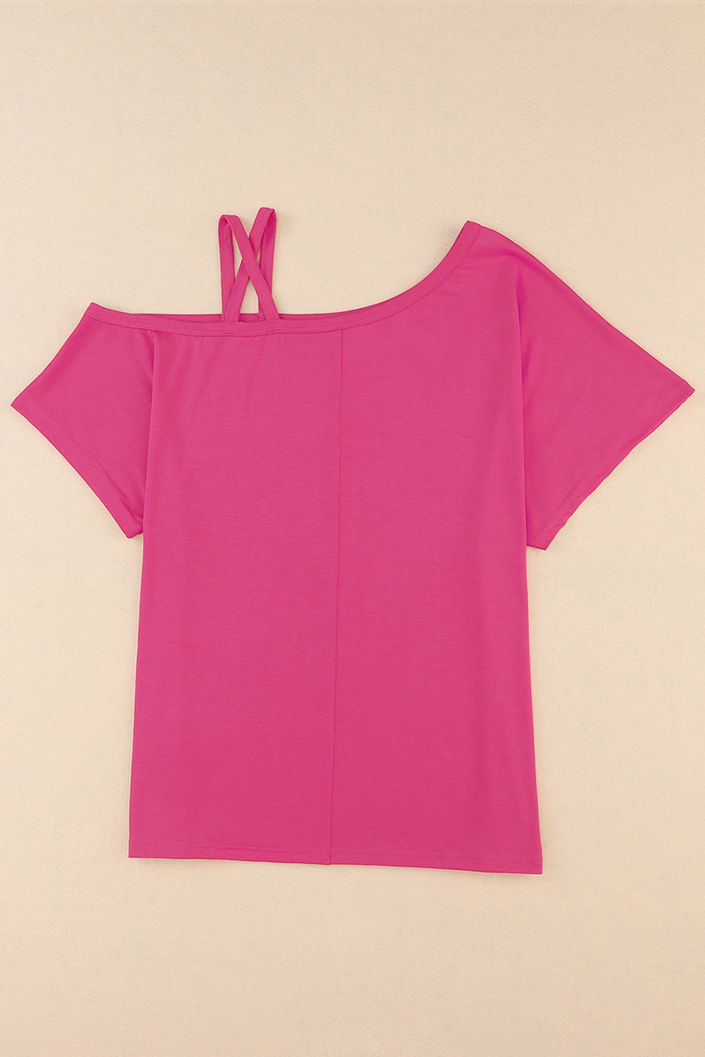 Chic Crisscross Asymmetrical Neck Short Sleeve Cold-Shoulder Top for Effortless Style
