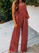 Full Size Casual Wide Leg Textured Overalls Plus Size