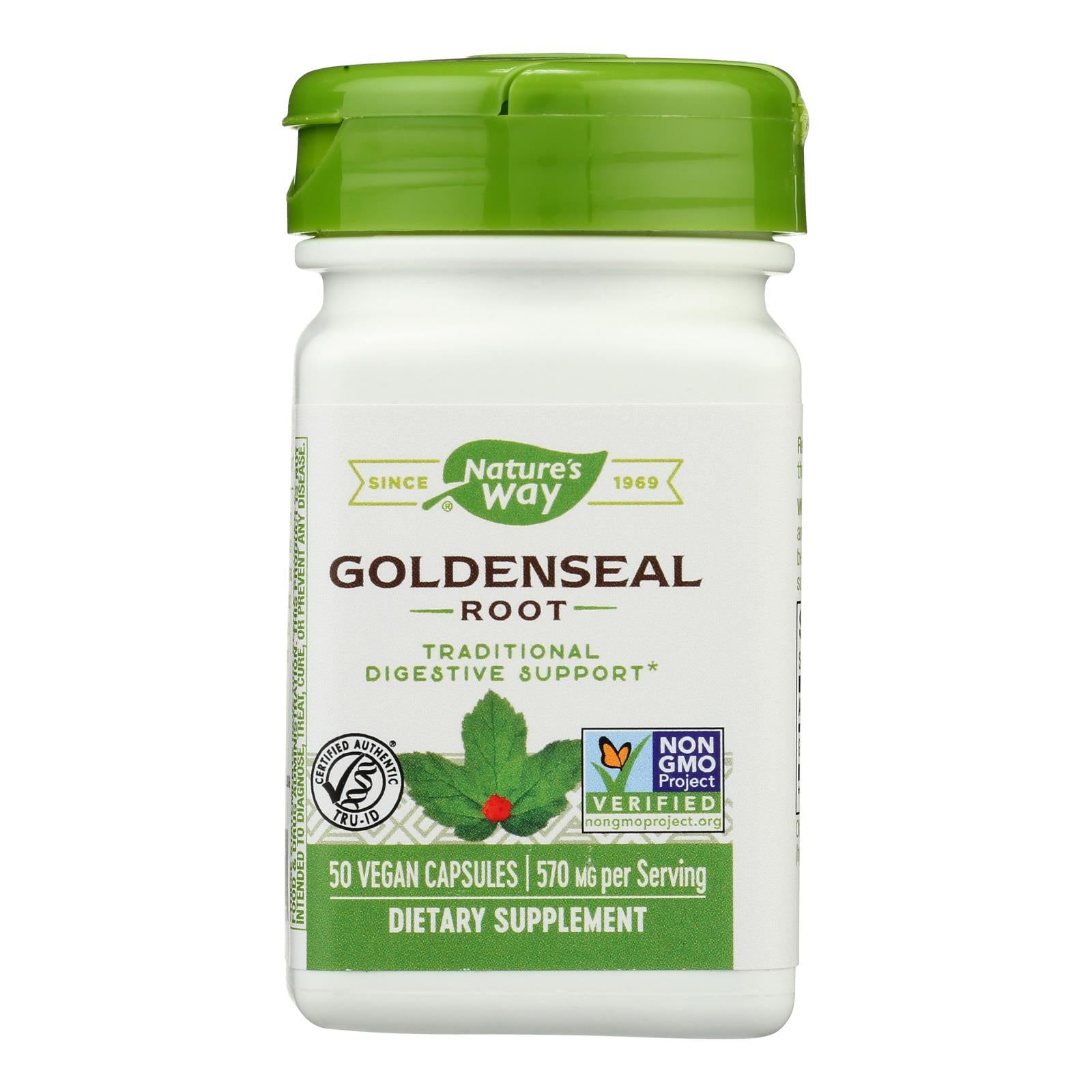 Nature's Way Goldenseal Root 570 mg - 50 Capsules, Premium Herbal Supplement with 5% Alkaloids