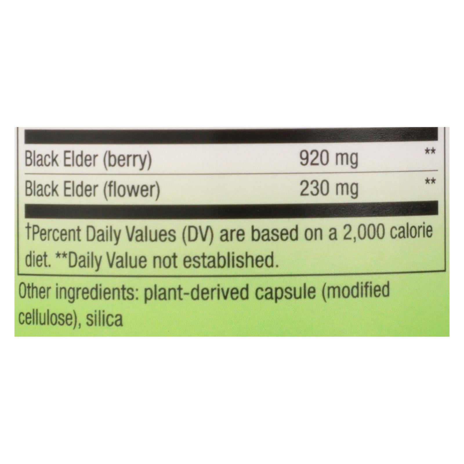 Nature's Way Black Elderberry Capsules - 100% Vegetarian, Non-GMO - 100 Capsules for Immune Support