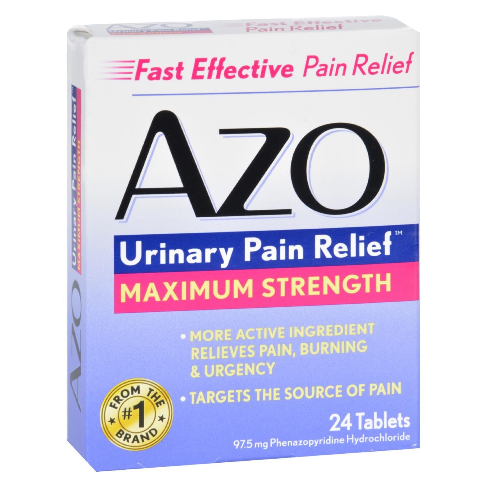 AZO Urinary Pain Relief - Fast UTI Discomfort Relief with Phenazopyridine - 24 Tablets