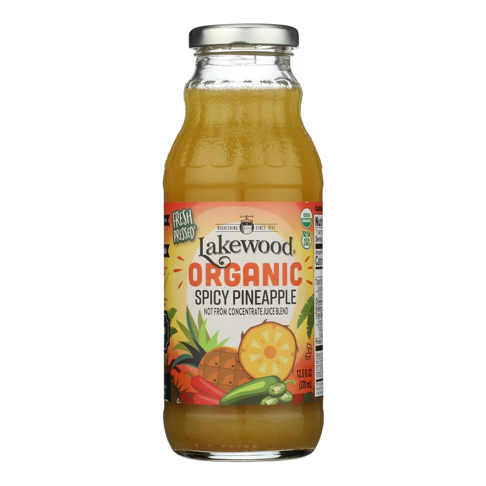 Lakewood - Juice Organic Spicy Pineapple - Case of 12-12.5 Ounces