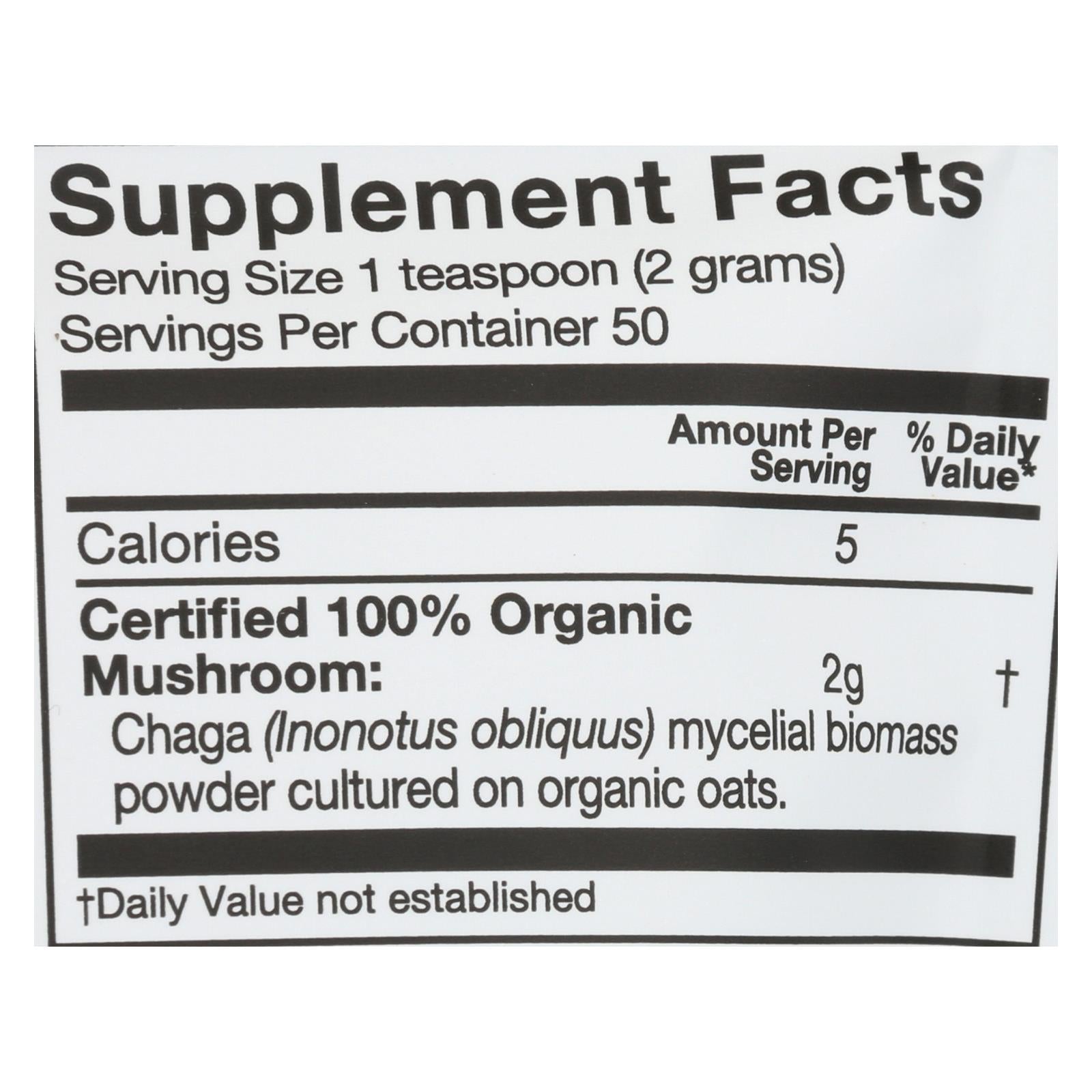 Om - Chaga Organic Powder 100grm - 1 Each - 3.5 OZ