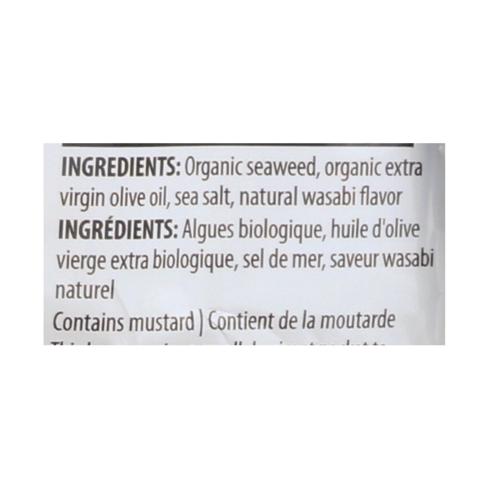 Seasnax Seaweed Snax - Organic - Wasabi - Case of 12 - .36 oz