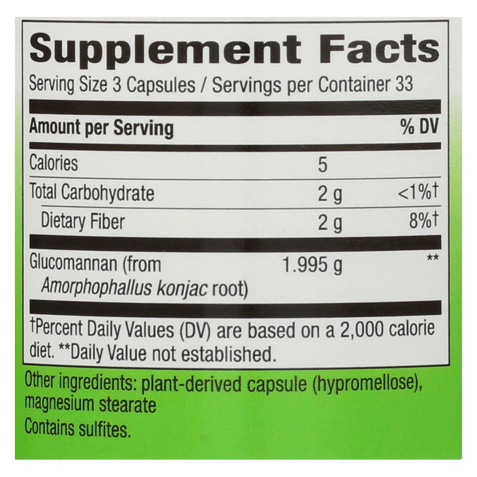Nature's Way Glucomannan Root 665 mg - Premium Vegan Dietary Fiber for Weight Loss, 100 Capsules
