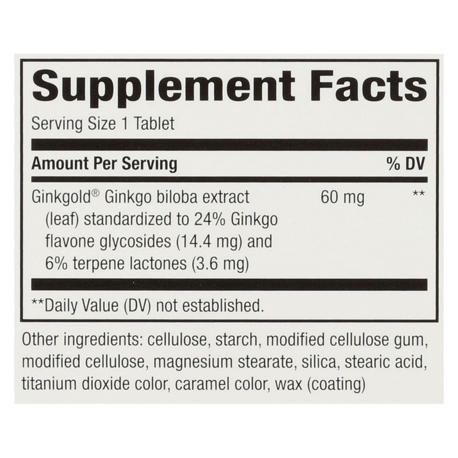 Nature's Way Ginkgold 60 Mg Advanced Ginkgo Extract, 150 Tablets for Brain Circulation & Mental Sharpness