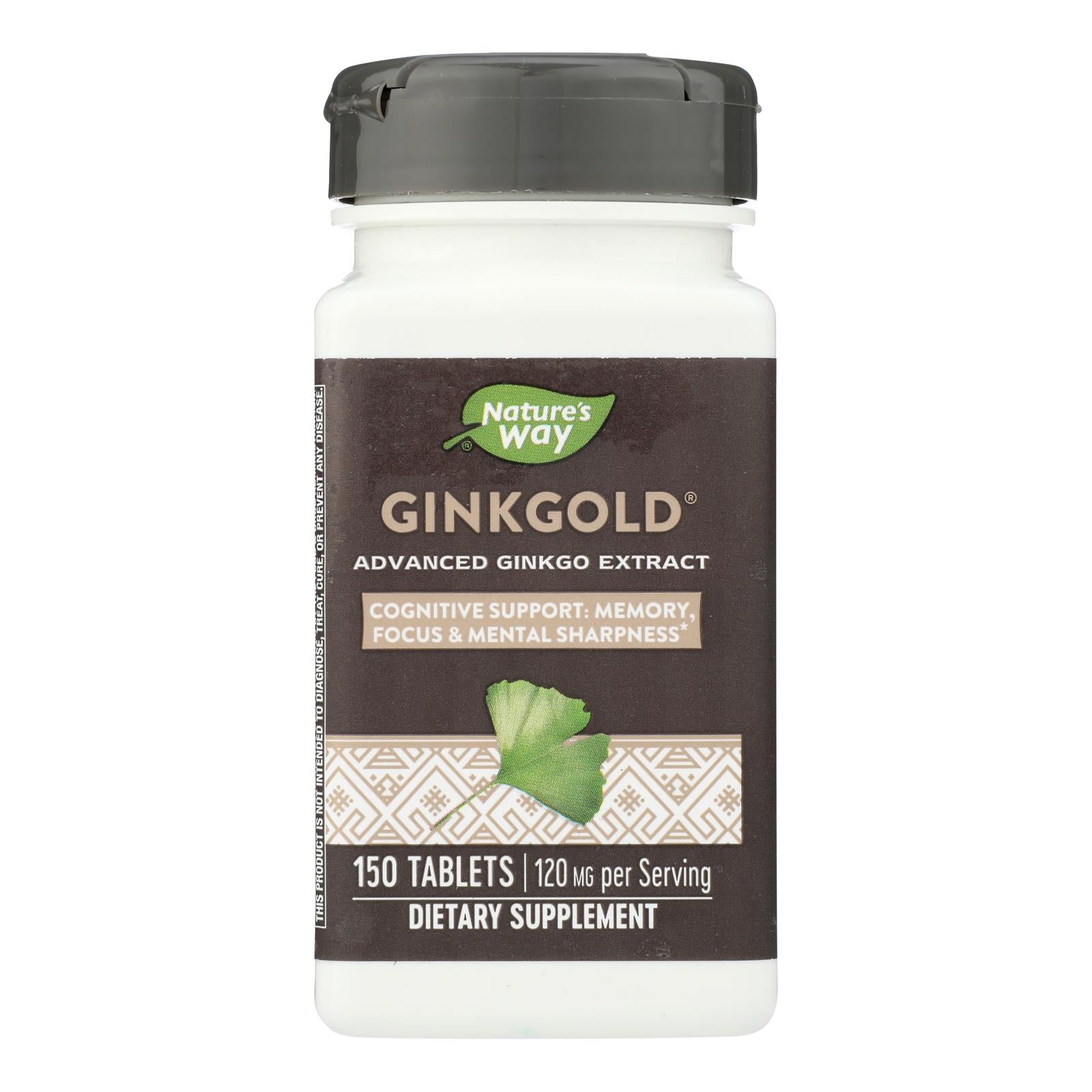 Nature's Way Ginkgold 60 Mg Advanced Ginkgo Extract, 150 Tablets for Brain Circulation & Mental Sharpness
