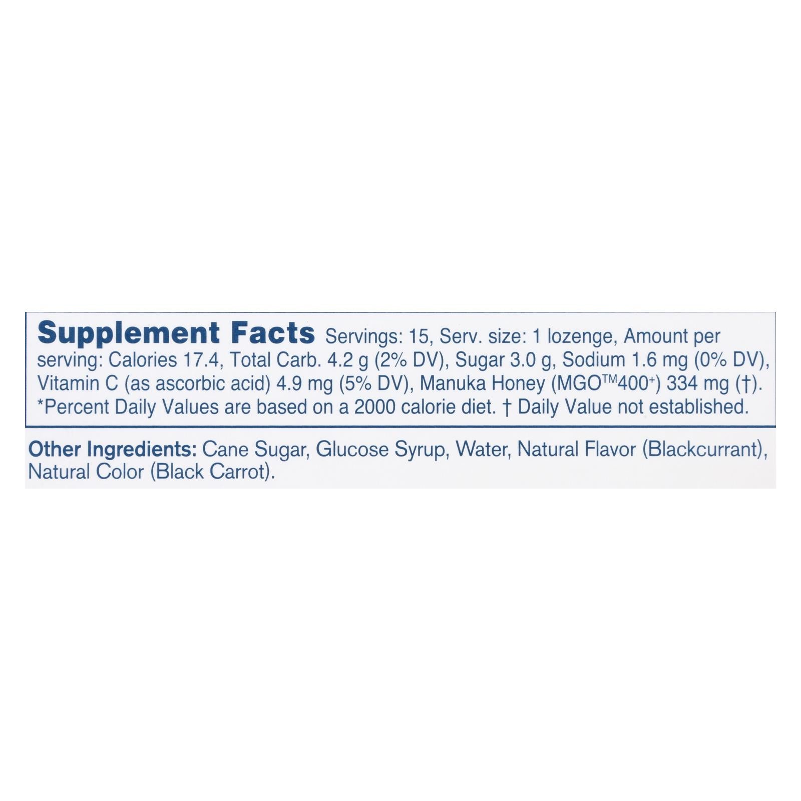 Manuka Health - Loz Honey Mgo 400+ Blkcrnt - 1 Each 1-15 CT