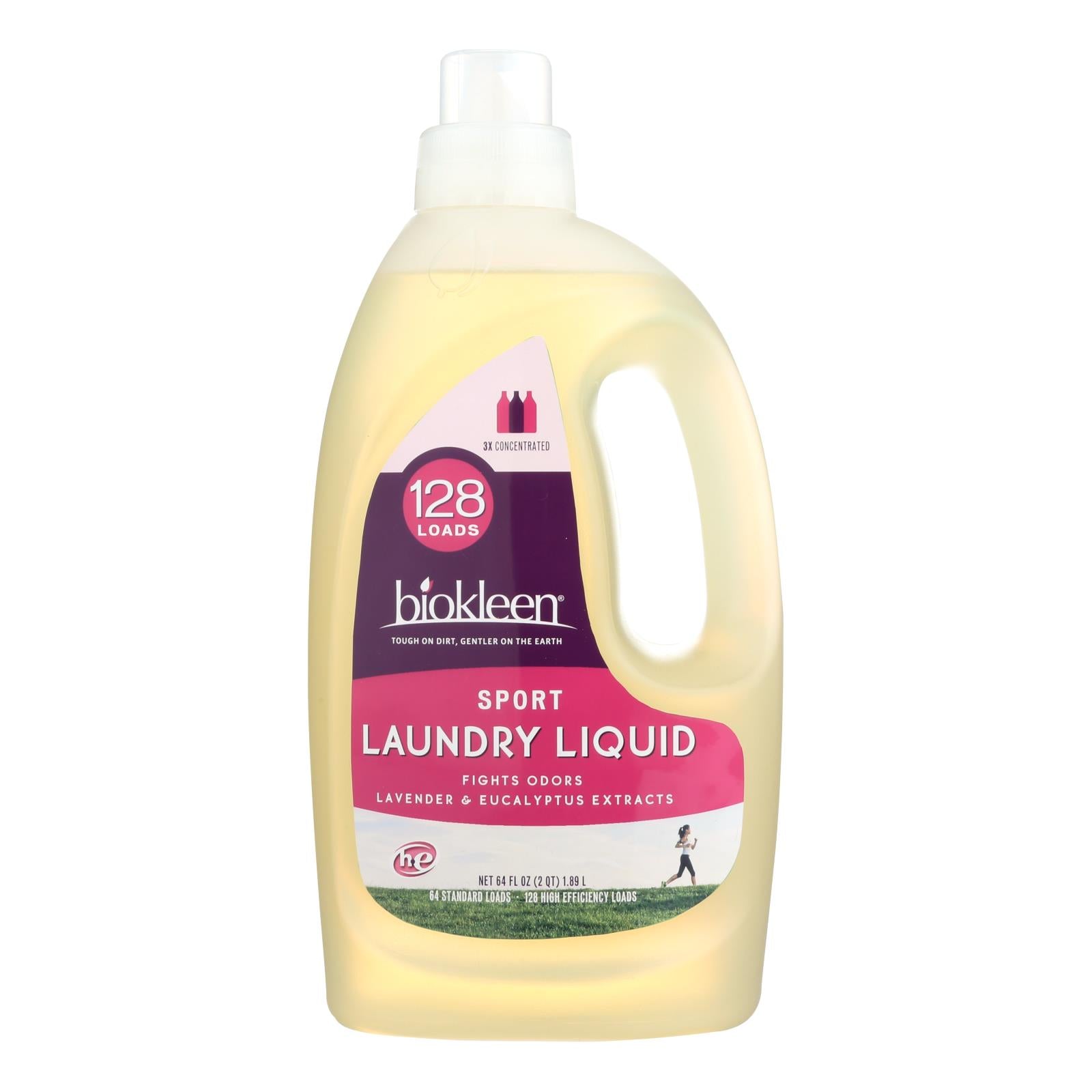 Biokleen Sport Laundry Liquid 64 Oz - 3X Concentrated, Fights Odors with Lavender & Eucalyptus