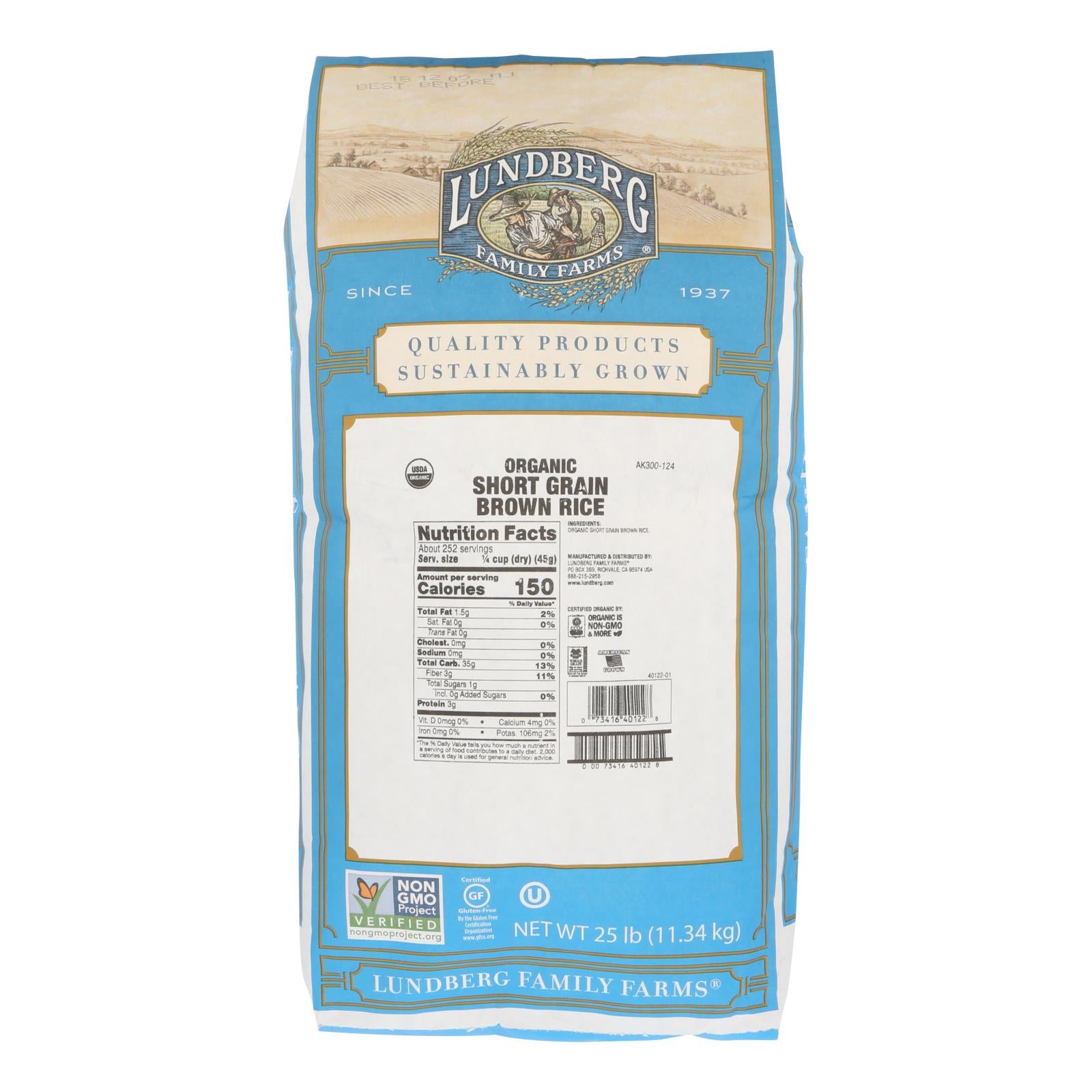 Lundberg Family Farms Short Grain Brown Rice - Single Bulk Item - 25LB