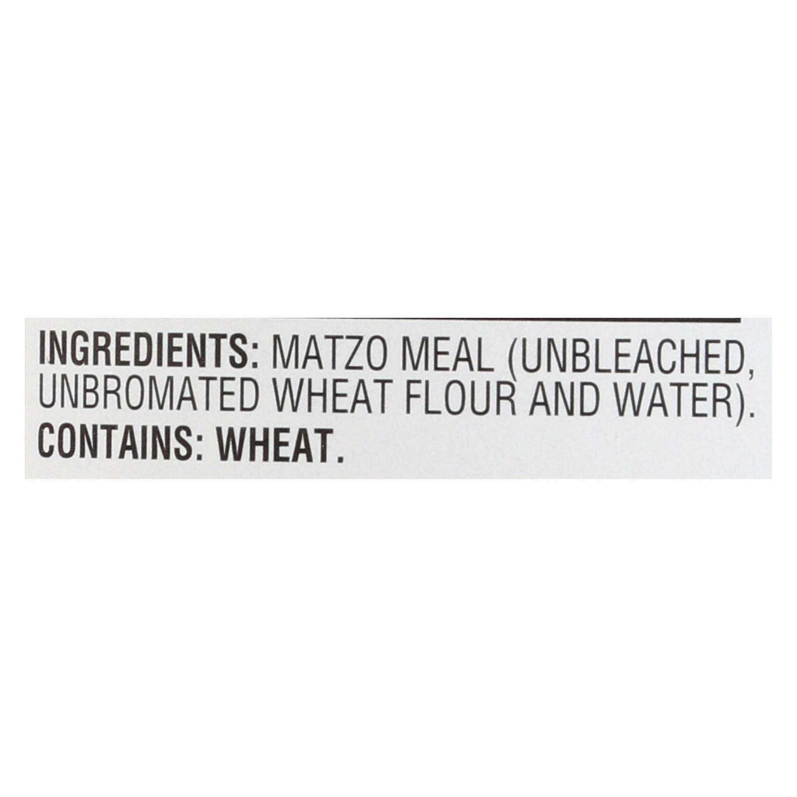 Manischewitz 16 Oz Matzo Meal - Certified Kosher, Non-GMO, Fat-Free, Unbleached Wheat Flour - Case of 12