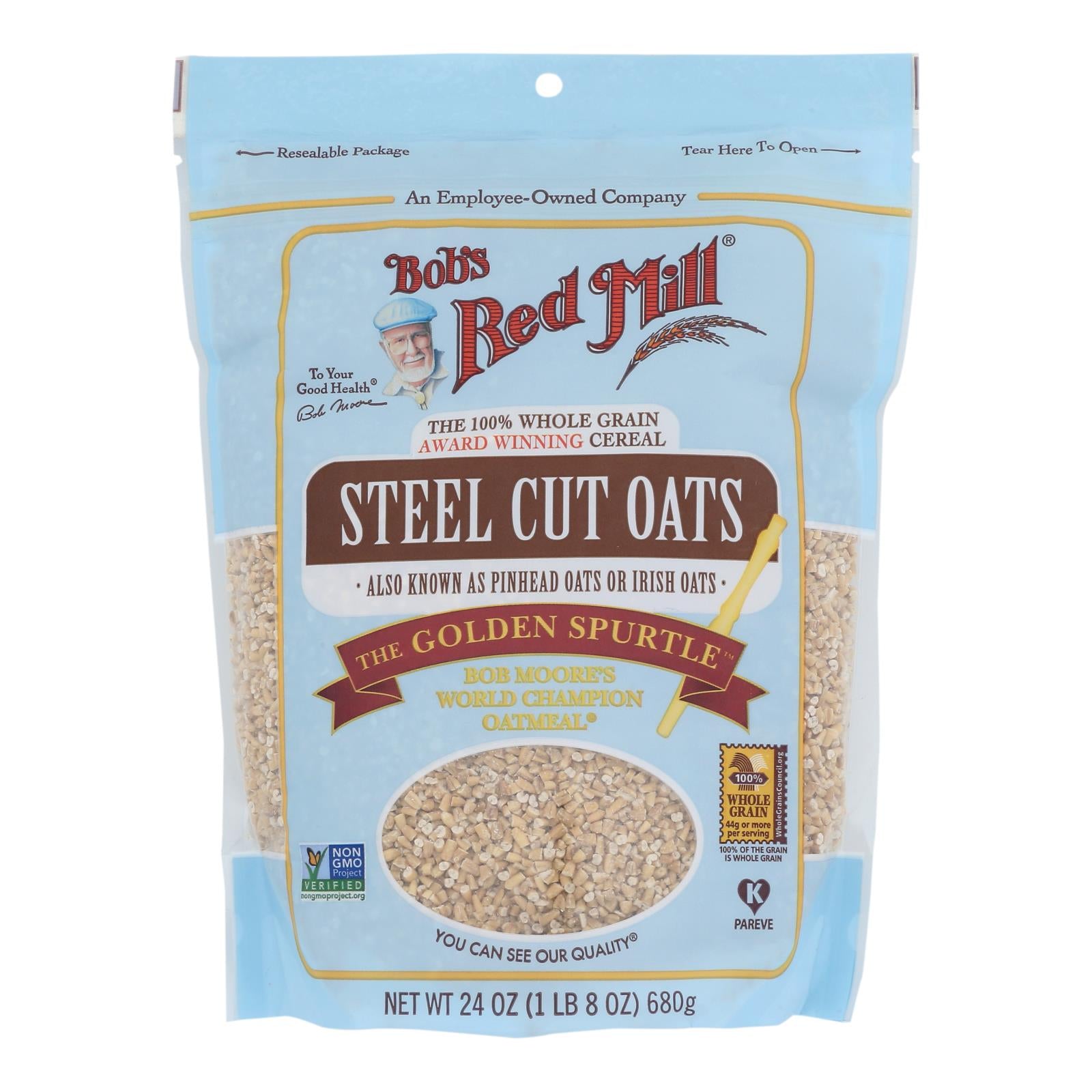 Bob's Red Mill Steel Cut Oats - 100% Whole Grain - Case of 4 x 24 Oz - Award-Winning Quality