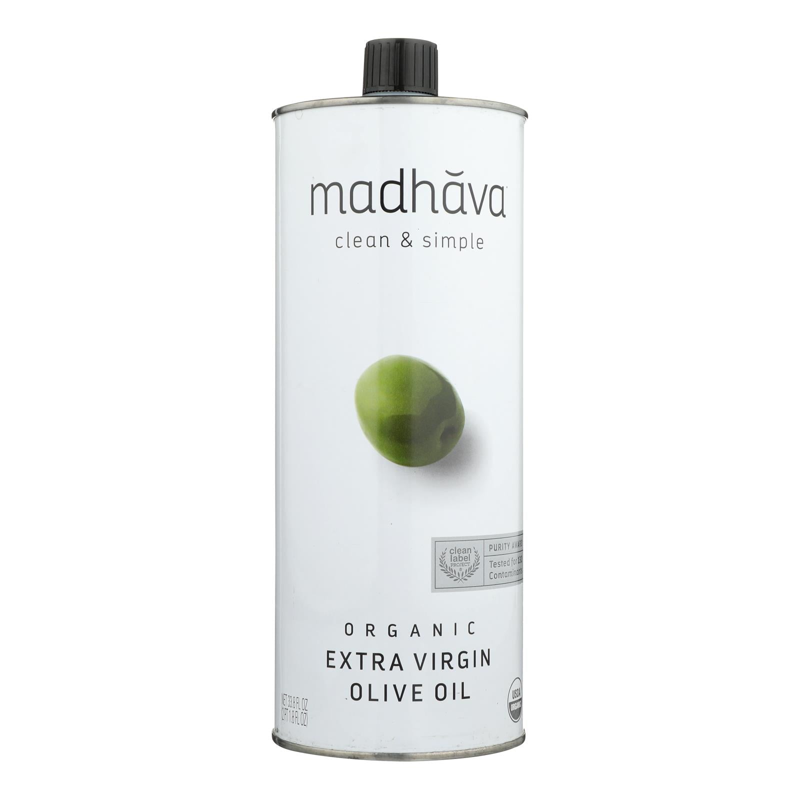 Madhava Honey - Olive Oil Organic Ext Virgin - Case of 6-33.8 OZ