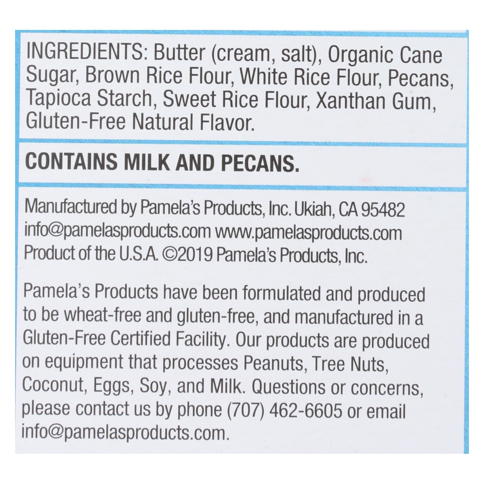 Pamela's Products - Cookies - Pecan Shortbread - Gluten-Free - Case of 6 - 6.25 oz.