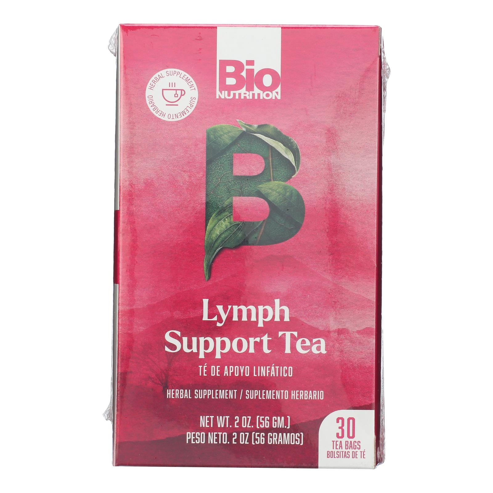 Bio Nutrition Lymph Support Tea - 30 Herbal Bags for Detox and Immune Health