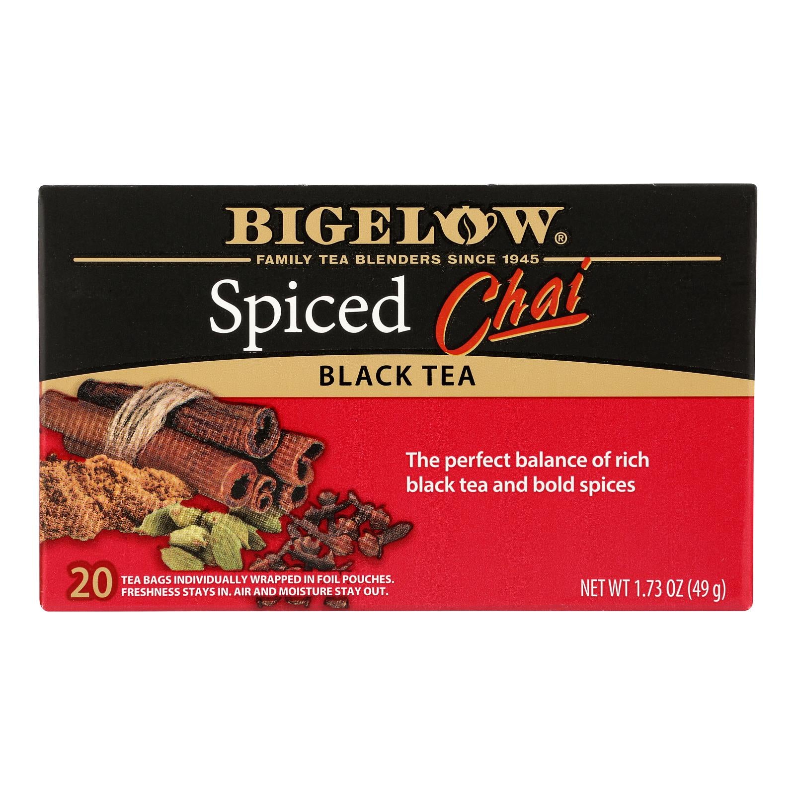 Bigelow Tea Black Tea - Spiced Chai - Case of 6 - 20 BAG
