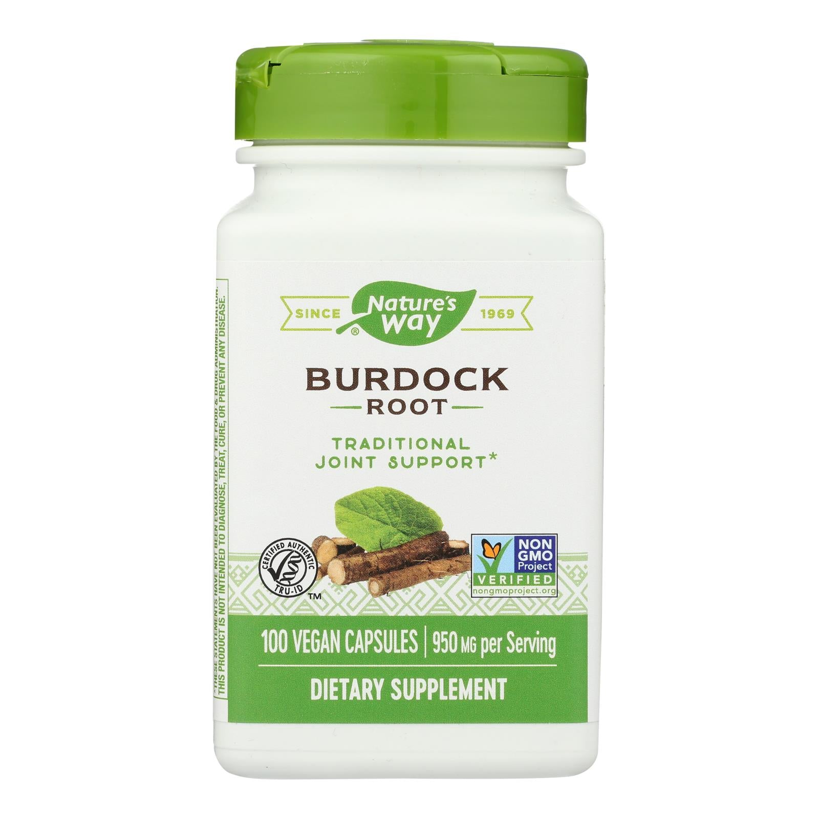 Nature's Way Organic Burdock Root Capsules - 100 Count - No Artificial Additives