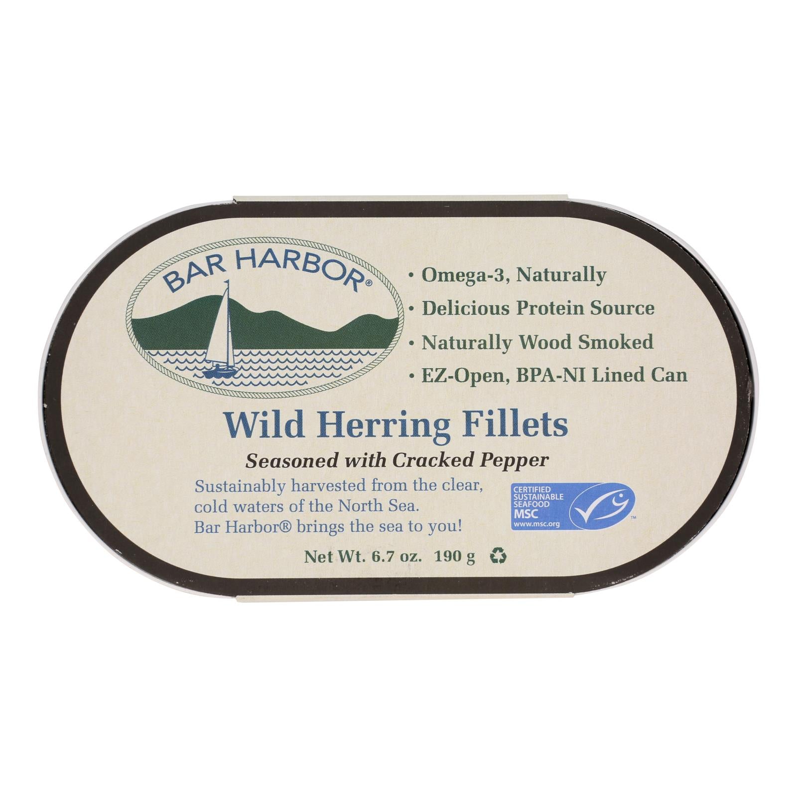 Bar Harbor - Wild Herring Fillets - Cracked Pepper - Case of 12 - 6.7 oz.